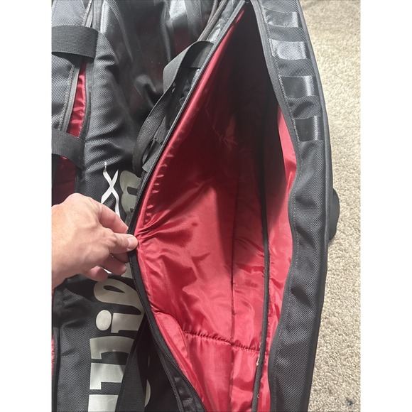 Wilson BLX Tour Super Six Pro Tour Tennis Racket Bag Backpack Black - Picture 11 of 12